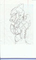  alien android black_and_white canid canine canis cybernetics cyborg evil_tim_tx226 exosuit experiment_(disambiguation) machine mammal monochrome pencil_(object) robot wolf 