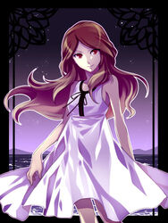  bad_id bad_pixiv_id brown_eyes brown_hair dress female horizon inazuma_eleven inazuma_eleven_(series) kori_(etinop) long_hair looking_at_viewer raimon_natsumi sleeveless solo water white_dress 