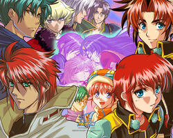  6+boys 6+girls :d alion_lucada altis_tarl artist_request blue_eyes brooch choker closed_mouth despinis everyone expressionless fernando_albark fiona_gureden folka_albark gem green_eyes hat jewelry lalia looking_at_viewer maythis_mark mizuho_saiki multiple_boys multiple_girls open_mouth parted_bangs raji_montoya raul_gureden red_hair shaded_face short_hair sidelocks smile super_robot_wars super_robot_wars_original_generation super_robot_wars_original_generation_gaiden tis uniform upper_body 