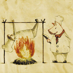  1boy bad_id bad_pixiv_id chef chef_hat hat lowres male_focus original pacazama pig role_reversal 