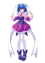  blue_hair female full_body highres kinoshita_ichi magical_girl mizuiro shindou_mutsuki simple_background solo standing thighhighs white_background zettai_ryouiki 