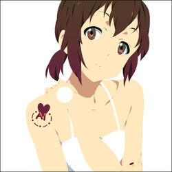  extra female hand_on_own_shoulder heart k-on! lowres mizuki_makoto photoshop_(medium) solo tattoo tsuchiya_ai 