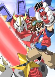  boy digimon digimon_xros_wars kuudou_taiki shoutmon_x4 