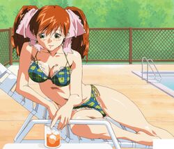  animated animated asahina_yurina bikini brown_hair female green_eyes hair_ribbon lingerie long_hair lowres panties ribbon solo super_real_mahjong super_real_mahjong_p7 swimsuit underwear 