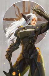  armor bodysuit female highres leona_(league_of_legends) mu_ye_jun solo 