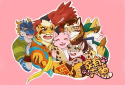  anthro blush canid canine clouded_leopard countershading dragon eyewear felid feline felis fox fur glasses green_eyes group hynos_(nekojishi) leopard_cat likulau lin_hu lizard male mammal mythological_creature mythological_scalie mythology nekojishi pantherine prionailurus ragoo_laront_(nekojishi) randolph_(nekojishi) reptile scalie shu-chi smile stonehitballs studio_klondike tiger 