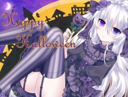  bad_id bad_pixiv_id candy female food frills garter_straps gothic_lolita hairband halloween happy_halloween heterochromia holding lolita_fashion lolita_hairband lollipop long_hair looking_at_viewer no_panties original rolo_noir solo striped_clothes striped_thighhighs thighhighs tsukikage_nemu vertical-striped_clothes vertical-striped_thighhighs white_hair 