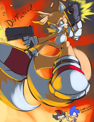  2014 angry anthro canid canine english_text eulipotyphlan fox gun hedgehog humor male mammal profanity ranged_weapon sega shadow_the_hedgehog sonic_the_hedgehog sonic_the_hedgehog_(series) tails text thefuckingdevil weapon 