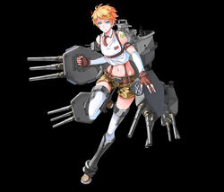  absurdres blonde_hair blue_eyes commentary female highres hikari123456 photoshop_(medium) rigging short_hair solo tennessee_(warship_girls_r) turret warship_girls_r 