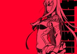  commentary_request date_naoto dress epaulettes female junketsu kill_la_kill kiryuuin_satsuki long_hair red_theme solo thick_eyebrows very_long_hair 