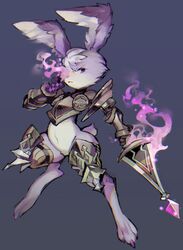  1boy animalization armor belderiver black_armor commentary_request furry furry_male male_focus odin_sphere oswald_(odin_sphere) pooka_(odin_sphere) rikose solo sword weapon 