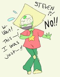  alien alien_humanoid cartoon_network clothed clothing english_text female gem_(species) humanoid kokoro-tokoro not_furry peridot_(steven_universe) simple_background solo steven_universe text white_background 