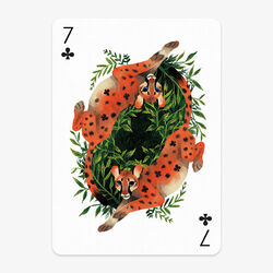  1:1 adolescent ambiguous_gender blue_eyes card card_template chervellefryer clubs_(suit) duo explicitly_stated_nonconsent felid feral fur hi_res leopard mammal orange_body orange_fur pantherine plant playing_card playing_card_template seven_of_clubs simple_background suit_symbol symmetry symmetry_(rotational) vines white_background young young_ambiguous young_feral 