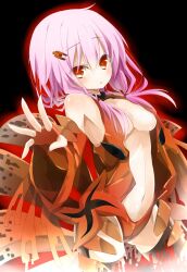  armpits bad_id bad_pixiv_id bare_shoulders black_thighhighs blush breasts center_opening cleavage elbow_gloves female fingerless_gloves gloves guilty_crown hair_ornament hairclip kakao_(chocolate_land) long_hair looking_at_viewer medium_breasts navel photoshop_(medium) pink_hair red_eyes solo thighhighs twintails underboob yuzuriha_inori 