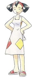  apron bad_anatomy black_hair game_freak mother_(pokemon) nintendo official_art pokemon pokemon_(game) pokemon_crystal pokemon_gold_and_silver pokemon_gsc sugimori_ken 