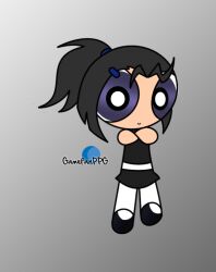  barasia black_hair blue_eyes crossed_arms female gamefanppg hair_clip ponytail style_parody 