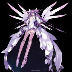  character_name commentary female kaname_madoka mahou_shoujo_madoka_magica mahou_shoujo_madoka_magica_(anime) mecha mechanization photoshop_(medium) pump_(pumpqmuq) robot solo spoilers thighhighs ultimate_madoka wings 