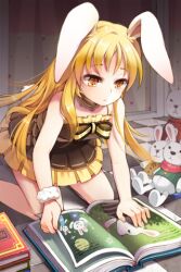  animal_ears artist_request blonde_hair book bow cannelle_(sword_girls) choker doll dress female lolicon long_hair lowres rabbit_ears rabbit_tail ribbon solo sword_girls tail wrist_cuffs yellow_eyes 