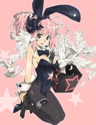  animal_ears bad_id bad_pixiv_id beretta_92 between_breasts bird black_pantyhose bow bowtie box breasts cleavage commentary_request detached_collar dove fake_animal_ears female flower grey_eyes gun hair_flower hair_ornament haku_(sabosoda) handgun headset jumping leg_ribbon md5_mismatch medium_breasts mole mole_under_eye open_mouth original pantyhose pink_hair playboy_bunny ponytail rabbit_ears radio resolution_mismatch ribbon smile solo source_larger star_(symbol) weapon wrist_cuffs 