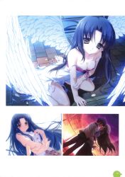  11eyes cleavage dress kengou ozawa_yuu satsuki_kakeru tachibana_kukuri torn_clothes wings 