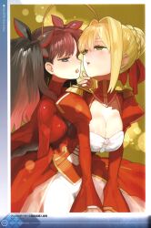  cleavage fate/extra fate/stay_night saber saber_extra tohsaka_rin type-moon wada_rco yuri 