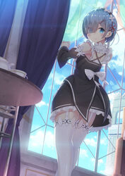  kaname_(you02421) maid re_zero_kara_hajimeru_isekai_seikatsu rem_(re_zero) stockings thighhighs 