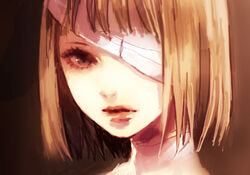  bad_id bad_pixiv_id bandages brown_eyes brown_hair female lips miya_(akatabi_dante) original portrait short_hair solo 