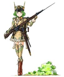  animal_hat ascot bad_id bad_pixiv_id bayonet belt black_hat boots brown_belt brown_footwear bush camouflage camouflage_thighhighs collared_jacket female france full_body gloves grass green_eyes green_hair green_jacket green_thighhighs gun hat hat_ornament holding holding_gun holding_weapon jacket kepi long_sleeves mars_expedition mas-49 military_hat military_jacket multicolored_clothes multicolored_hat multicolored_jacket multicolored_thighhighs pleated_skirt rifle sheath sheathed short_hair simple_background skirt solo standing sword thighhighs uniform weapon white_ascot white_background y_(khakiyawn) yellow_hat yellow_jacket yellow_thighhighs zettai_ryouiki 