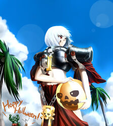  adepta_sororitas armor bad_id bad_pixiv_id ball beachball eien_no_sai_tori female halloween happy_halloween jack-o&#039;-lantern orc ork_(warhammer) pale_skin pumpkin purity_seal red_eyes short_hair t&#039;au warhammer_40k white_hair 