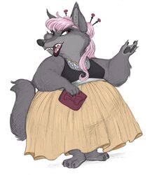  2016 accessory anthro aurelina_canidae better_version_at_source canid canine canis clothed clothing disney fan_character fangs female hair hair_accessory hairpin hi_res mammal pink_hair slightly_chubby solo teeth well-dressed-wolf wolf zootopia 