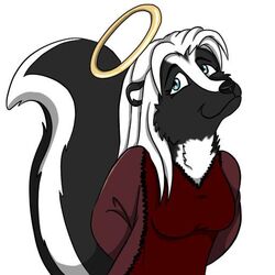  1:1 anthro clothing female foxyruby mammal mephitid skunk solo sticker twillight_(twillightskunk) 