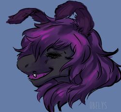  ambiguous_gender antennae_(anatomy) auda digital_media_(artwork) eyeless fluffy obelys portrait shaded simple_background smile solo unknown_species 