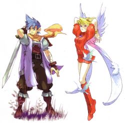  breath_of_fire breath_of_fire_complete_works capcom highres nina_(breath_of_fire_iii) official_art ryuu_(breath_of_fire_iii) yoshikawa_tatsuya 