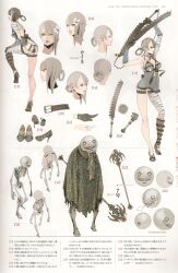  alternate_color alternate_costume alternate_hair_color alternate_hair_length alternate_hairstyle alternate_weapon concept_art d.k grimoire_nier highres nier official_art original scan weapon what_if 