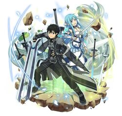  1boy :d armor asuna_(sao) asuna_(sao-alo) black_eyes black_gloves black_hair black_iron_great_sword black_pants black_wings blue_eyes blue_hair blue_wings breasts broken_ground choker cleavage commentary_request dark_repulser debris detached_sleeves dress elucidator energy energy_wings fairy fairy_wings female fingerless_gloves floating floating_hair floating_object floating_rock full_body giant_tree gloves glowing glowing_wings hair_between_eyes holding holding_sword holding_weapon huge_weapon kirito kirito_(sao-alo) lambent_light long_hair long_sword_(sao) looking_at_viewer magic medium_breasts multiple_swords multiple_weapons official_art open_mouth pants planted planted_sword pointy_ears rapier ray_of_grace rock shoulder_armor simple_background smile stance standing strapless strapless_dress sword sword_art_online sword_art_online:_code_register transparent_wings tree very_long_hair weapon white_background white_dress wings yggdrasil_(sao) 