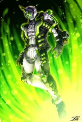  bad_id bad_pixiv_id full_body green_theme highres kamen_rider kamen_rider_ghost_(series) kamen_rider_necrom mask solo yusuki_(fukumen) 