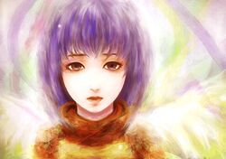  brown_eyes eiko_carol female final_fantasy final_fantasy_ix fm77_(artist) purple_hair short_hair solo wings 