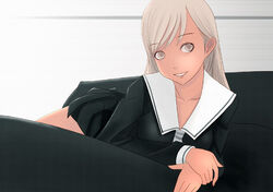  brown_eyes brown_hair collarbone female kiriman_(souldeep) long_sleeves looking_at_viewer original sailor_collar school_uniform serafuku solo upper_body 