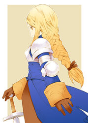  agrias_oaks armor b.tarou blonde_hair braid braided_ponytail female final_fantasy final_fantasy_tactics hands_on_hilt knight long_hair lowres photoshop_(medium) single_braid solo sword weapon 