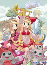  2boys 3girls artist_request cello_(little_princess) cornet_(instrument) crea_rosenqueen dress flipped_hair instrument kururu_(little_princess) little_princess marl_kingdom multiple_boys multiple_girls nyanko_(marl_kingdom) randy_(little_princess) sonia_(little_princess) watermark 