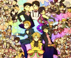  &gt;_&lt; 6+boys 6+girls absolutely_everyone annotated armband arrow_(jojo) arrow_(projectile) baby bad_id bad_pixiv_id bare_shoulders battle_tendency beard belt bird black_eyes black_hair blind blonde_hair blue_hair blush bodysuit boingo book bow bowtie braid breasts brown_eyes brown_hair bruno_bucciarati caesar_anthonio_zeppeli cane canine cape chains chef chef_hat cioccolata cleavage closed_eyes coco_jumbo computer crossed_arms cyborg dancer daniel_j._d&#039;arby dark_skin diamond_wa_kudakenai diavolo dio_brando dress dual_persona earrings emi_(emi43) enya_geil erina_pendleton esidisi everyone eyepatch facial_hair fat feathers feline fingerless_gloves food formaggio formal freckles frown fur gakuran george_joestar ghiaccio ghost giorno_giovanna glasses gloves goggles green_hair grey_eyes grey_hair grin guido_mista hair_ornament hairband hairclip hand_in_pocket hat hazekura_mikitaka headband heart helmet higashikata_josuke hirose_koichi hol_horse hood hug ice_cream iggy_(jojo) illuso jacket jean_pierre_polnareff jewelry jojo_no_kimyou_na_bouken jonathan_joestar joseph_joestar joseph_joestar_(old) joseph_joestar_(young) kakyoin_noriaki kars_(jojo) kawajiri_hayato kira_yoshihiro kira_yoshikage kishibe_rohan kujo_jotaro laptop large_breasts leone_abbacchio lisa_lisa lolicon long_coat long_hair mariah_(jojo) mask medium_breasts melone midler midriff mohammed_avdol moustache multiple_boys multiple_girls multiple_persona n&#039;doul narancia_ghirga navel necktie nena nijimura_okuyasu oasis_(stand) oingo old old_man one_eye_closed open_mouth orange_hair oyanagi_ken pannacotta_fugo pants pesci pet_shop phantom_blood photo_(object) pink_hair plant poco&#039;s_sister poco_(jojo) pointing polka_dot pompadour ponytail prosciutto quad_tails rainbow_background red_eyes red_hair risotto_nero robe robert_e._o._speedwagon rudolph_von_stroheim scar scarf school_uniform secco serafuku severed_head shirt shizuka_joestar short_hair skirt sleeveless smile snot spiked_hair squalo staff stand_(jojo) star_(symbol) stardust_crusaders straizo stray_cat_(jojo) striped_clothes striped_scarf sugimoto_reimi suit suspenders suzi_q sweatdrop tears teeth terence_t._d&#039;arby tiziano tongue tonio_trussardi top_hat traditional_bowtie trish_una tsuji_aya turtle twin_braids uniform v vampire vanilla_ice vento_aureo vinegar_doppio wamuu wang_chan waving wheelchair white_hair will_anthonio_zeppeli wristband yamagishi_yukako yangu_shigekiyo 