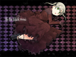  bad_id bad_pixiv_id blonde_hair checkered dress female gloves green_eyes hishiki long_hair maka_albarn solo soul_eater twintails 