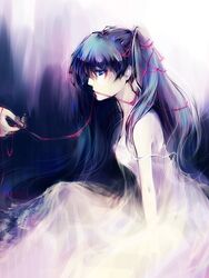  blue_eyes blue_hair dress female hatsune_miku long_hair solo twintails umu_(um) very_long_hair vocaloid 