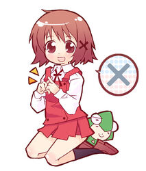  bad_id bad_pixiv_id brown_eyes brown_hair female hidamari_sketch kuma_jet painttool_sai_(medium) school_uniform short_hair skirt smile socks solo_focus spoken_x ume-sensei x yamabuki_high_school_uniform yuno_(hidamari_sketch) 