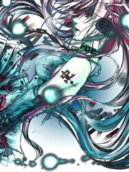  chains collar detached_sleeves female hatsune_miku long_hair painttool_sai_(medium) shiinoyuko solo vocaloid 