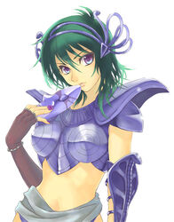  armor female green_hair kogara_(frenzied_kotori) mask midriff ophiuchus_shaina painttool_sai_(medium) saint_seiya short_hair solo 