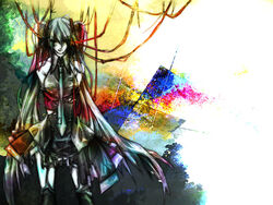  female hatsune_miku long_hair painttool_sai_(medium) shiinoyuko skirt solo thighhighs twintails very_long_hair vocaloid 