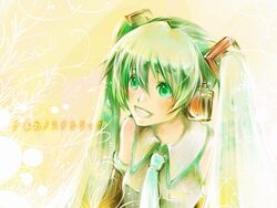  detached_sleeves female green_eyes green_hair hatsune_miku long_hair necktie solo twintails umu_(um) vocaloid 