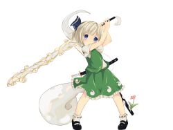  absurdres bad_id bad_pixiv_id blue_eyes female highres hitodama konpaku_youmu konpaku_youmu_(ghost) sakuraba_hikaru_(loveindog) solo sword touhou weapon white_hair 