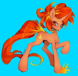  better_version_at_source blazewind_(mlp) cutie_mark equid equine female hair hasbro horn looking_at_viewer mammal my_little_pony mythological_creature mythological_equine mythology orange_eyes orange_hair slugbox solo tongue tongue_out unicorn 